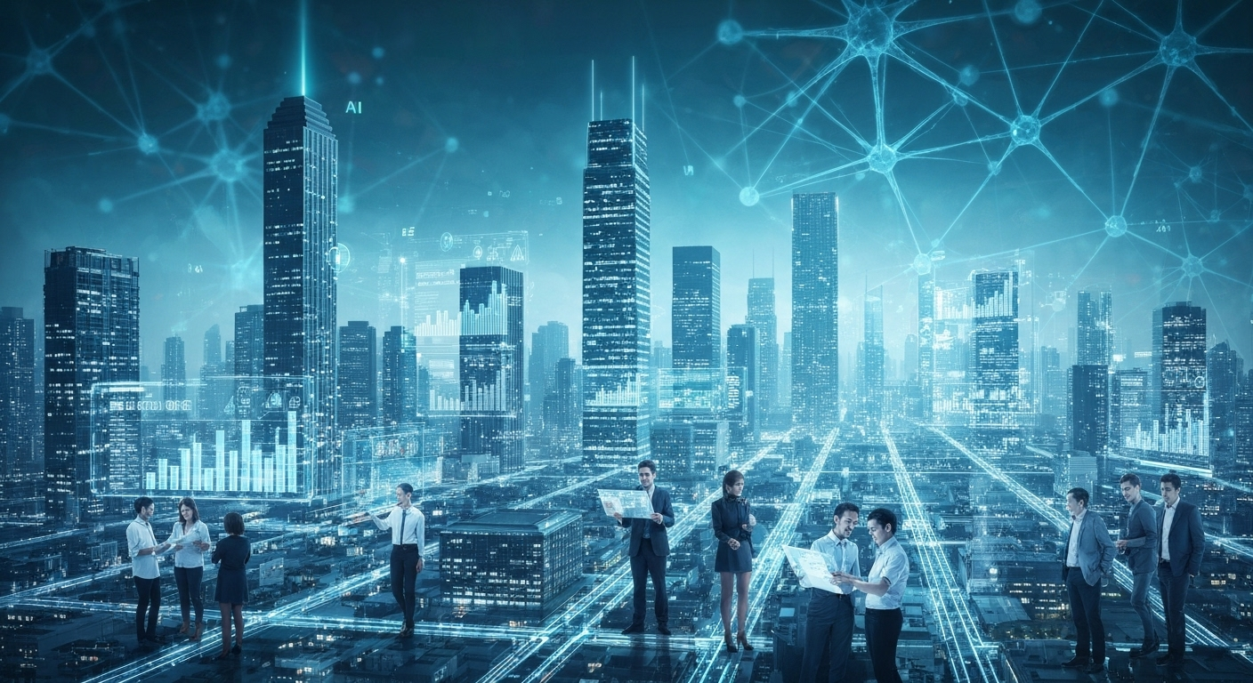Futuristic property investment scene