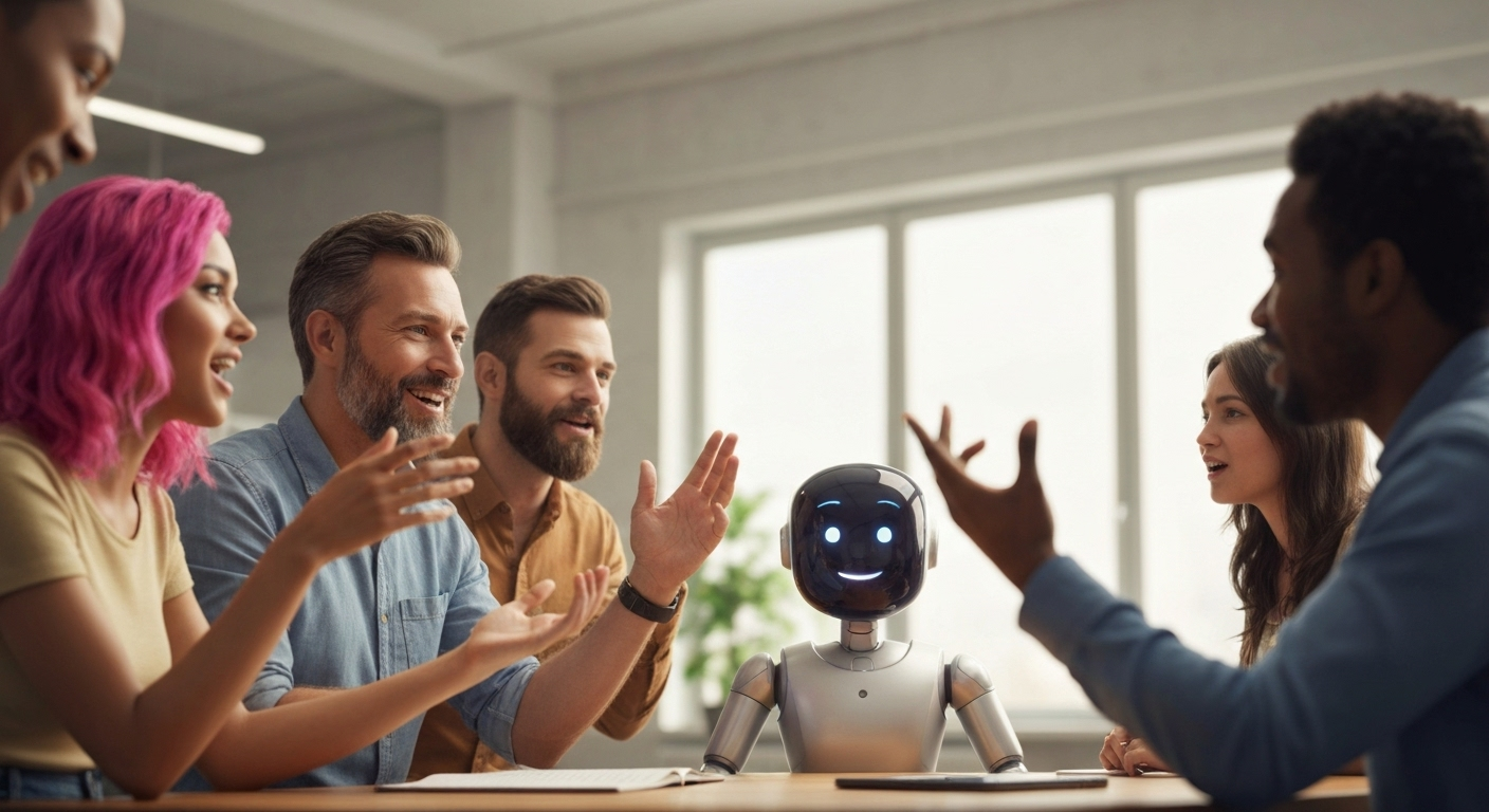 People practicing English with AI