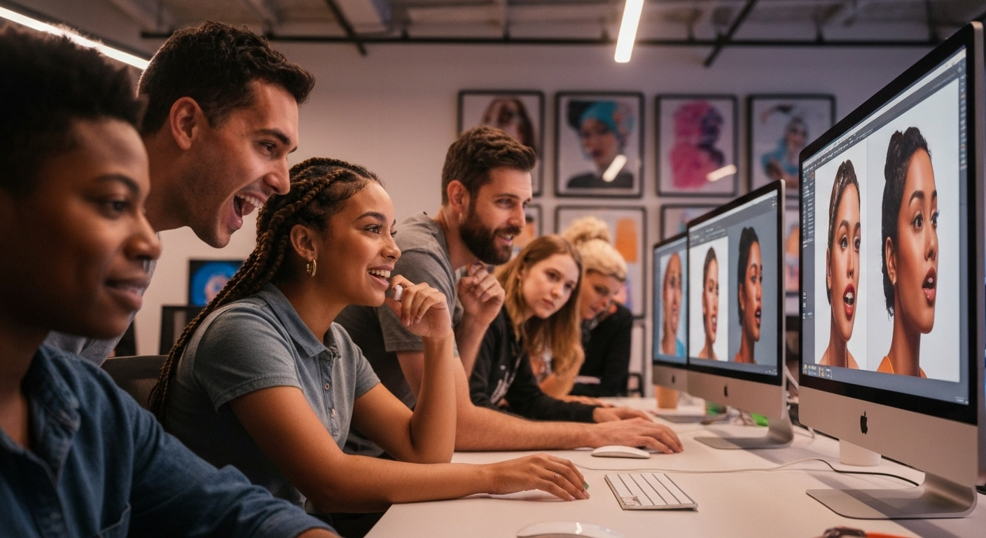 Creators viewing AI lip sync videos