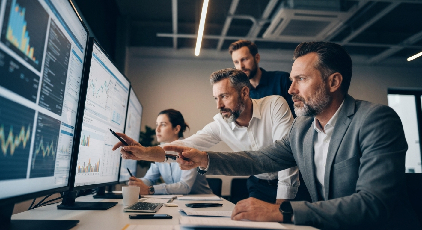 Business team analyzing Amazon ads