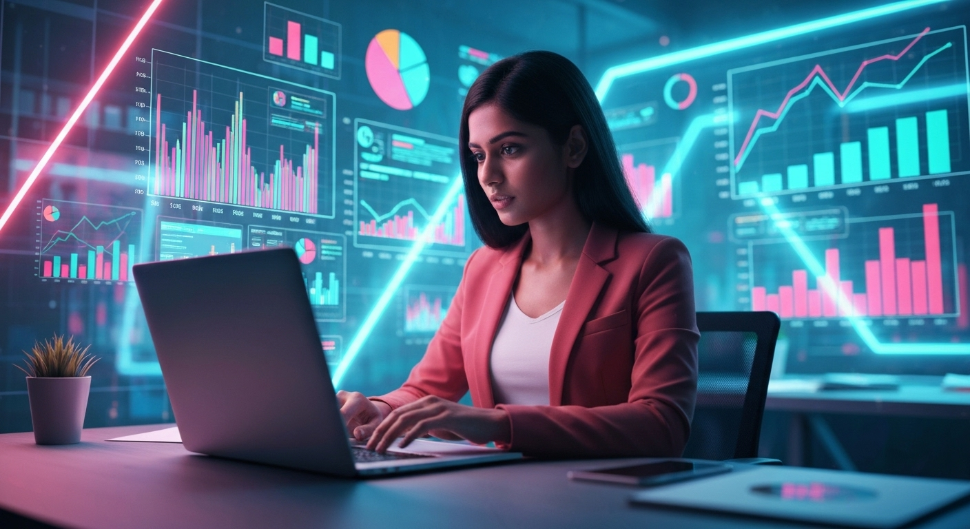 Marketer using AI tools digitally