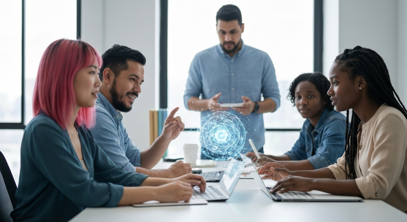 employees using AI interface together