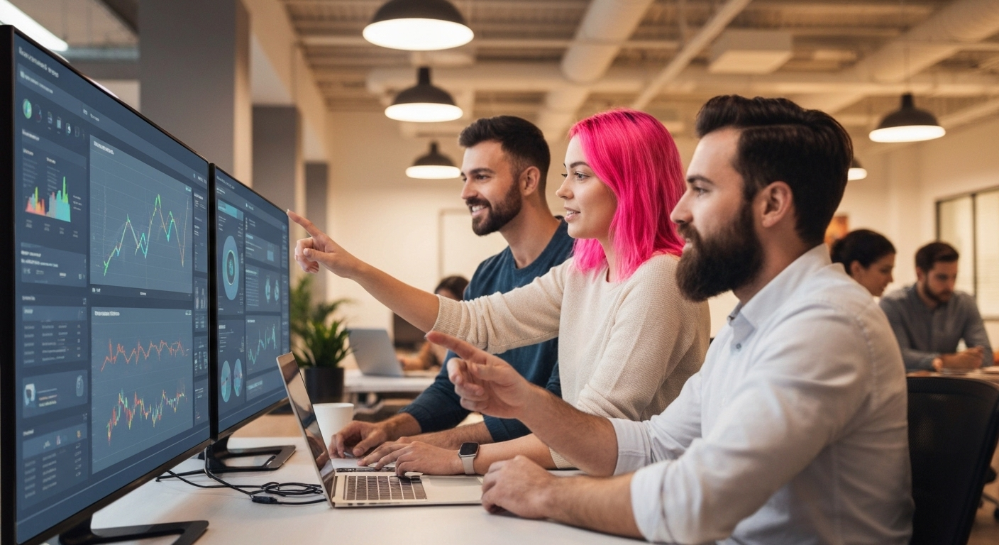 Modern marketing team with AI tools