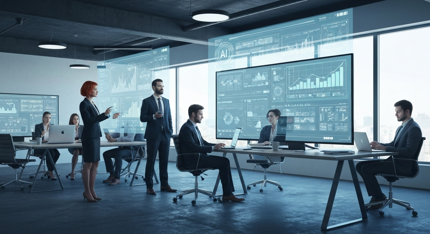 Team using AI tools in office