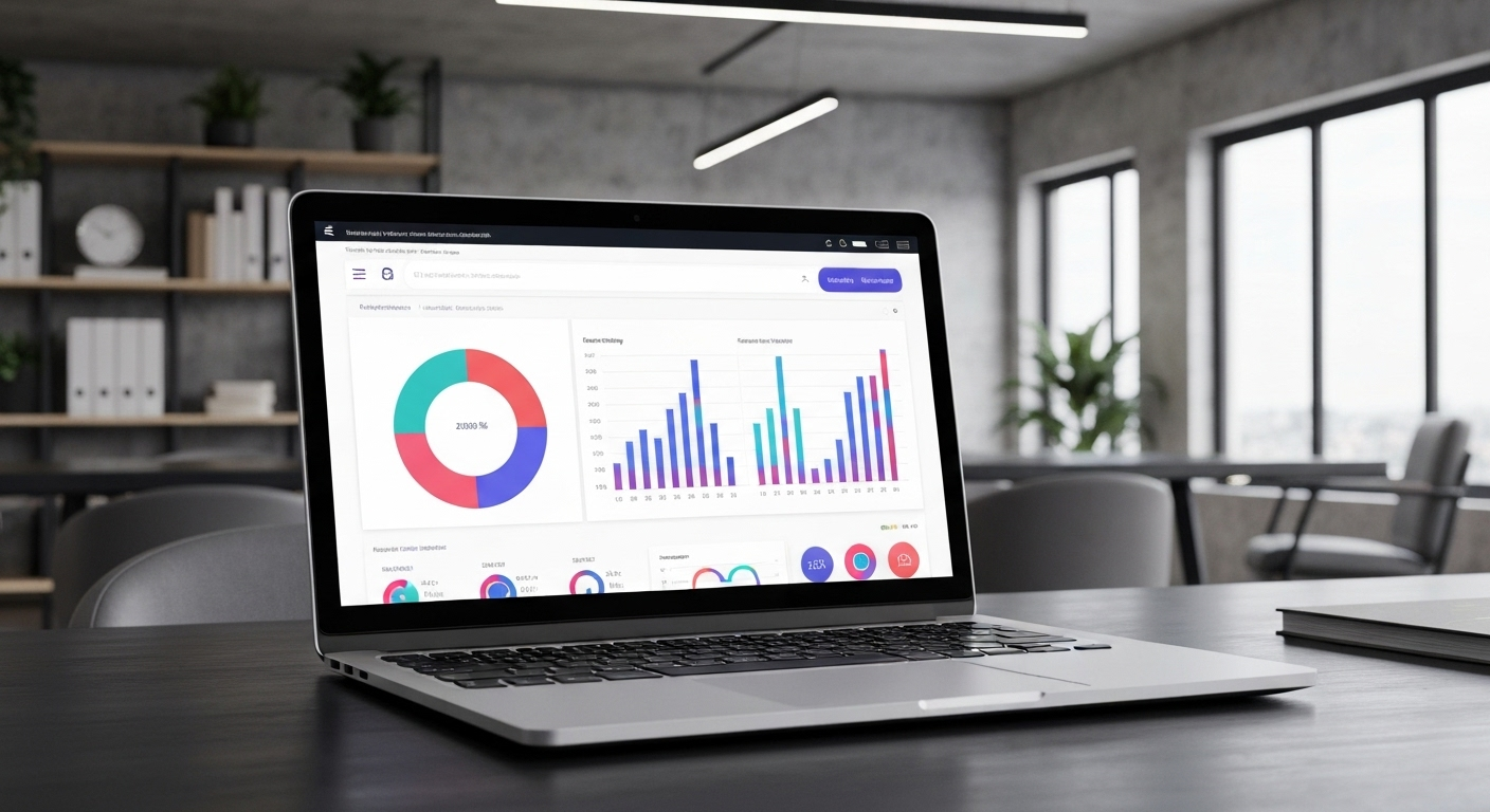 Sales software dashboard on laptop