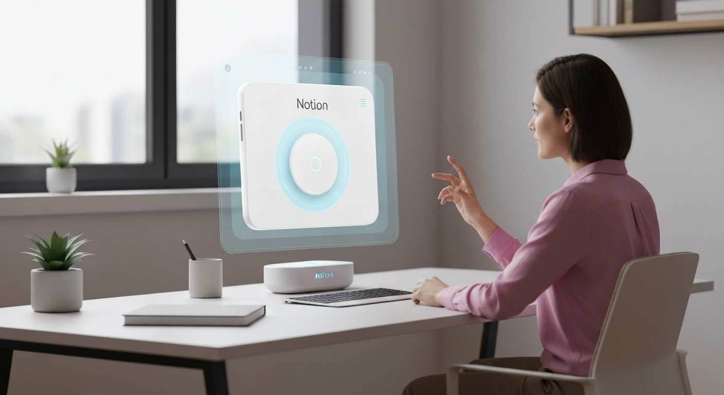 Digital assistant above Notion workspace