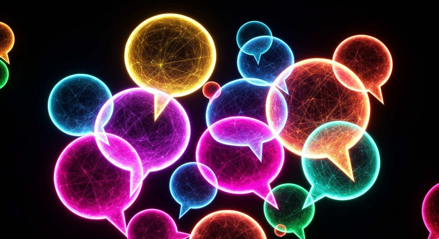 Colorful digital bubbles connected