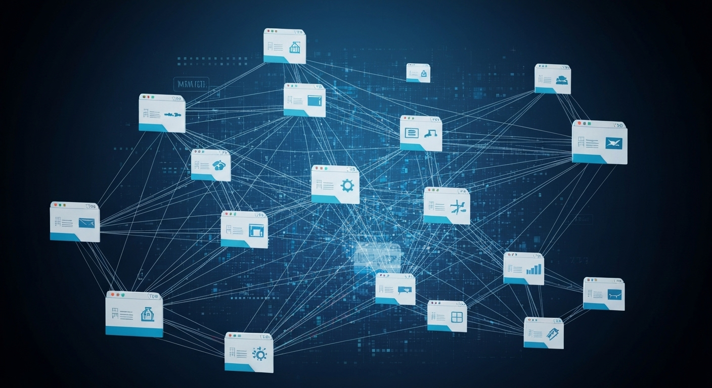 colorful web page network diagram