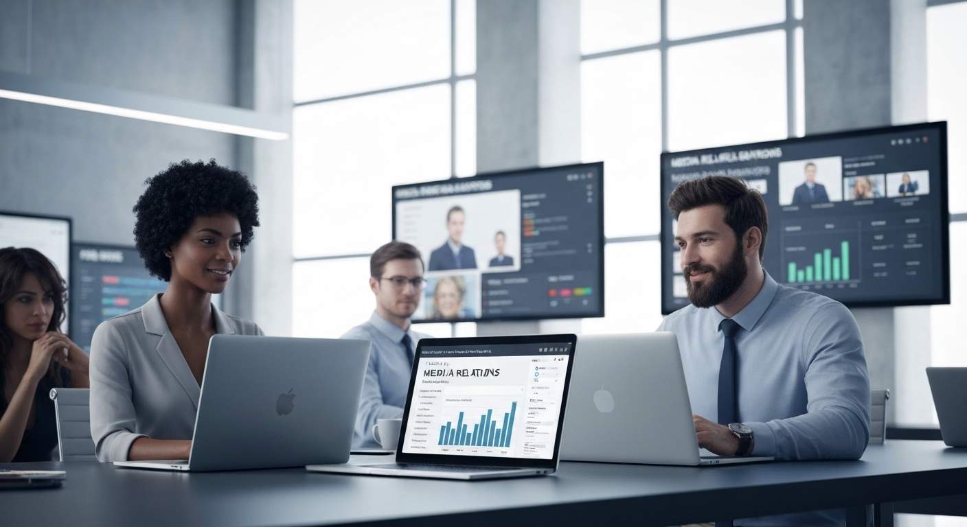 PR team using media software