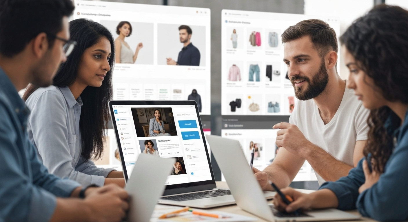 Team creating e-commerce ads