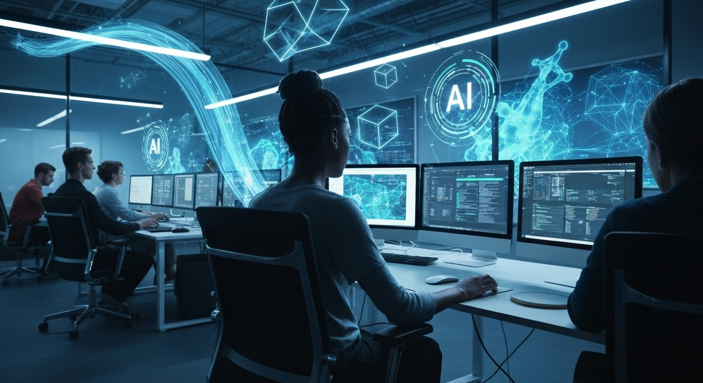 Futuristic AI-powered video studio