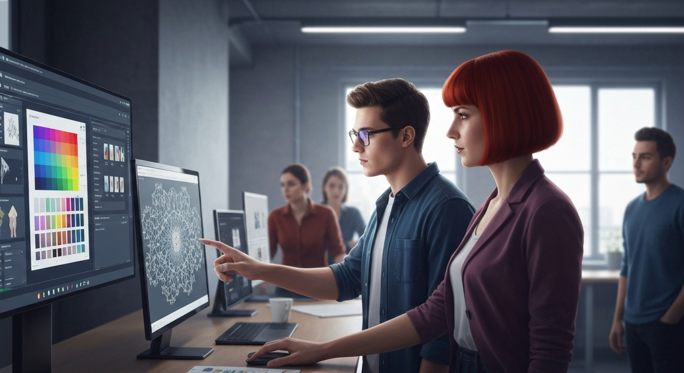 Designers using AI interface