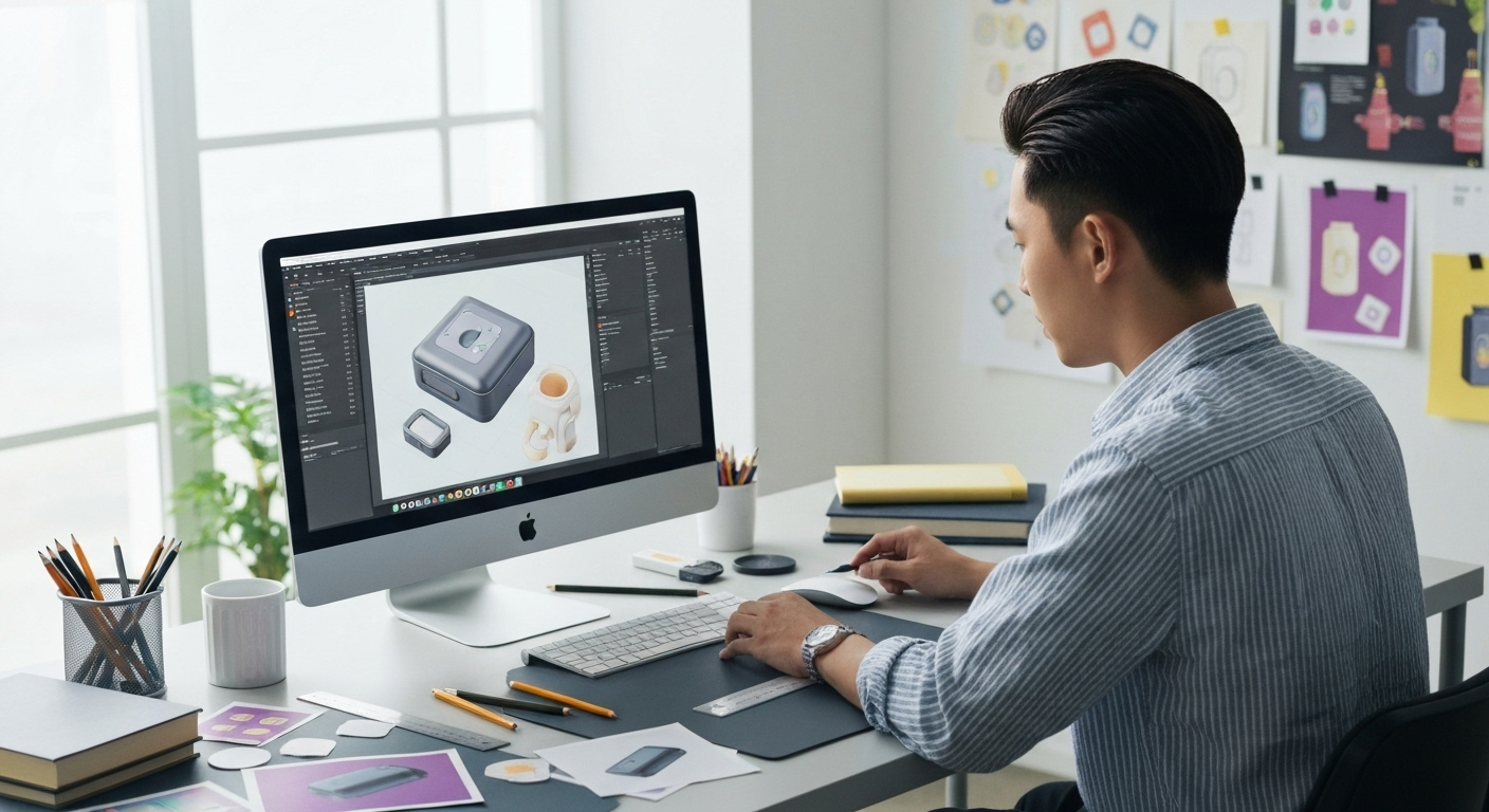 Digital artist using mockup generator