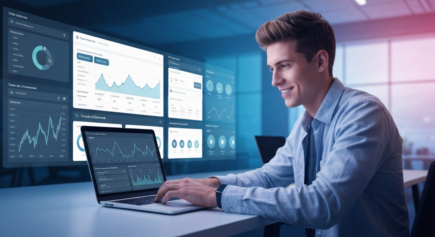 Marketer analyzing digital dashboards
