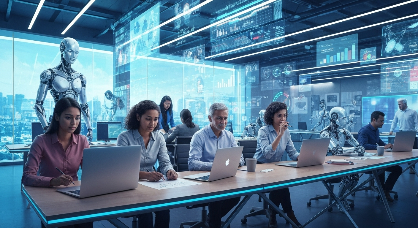 AI and humans collaborating in marketing