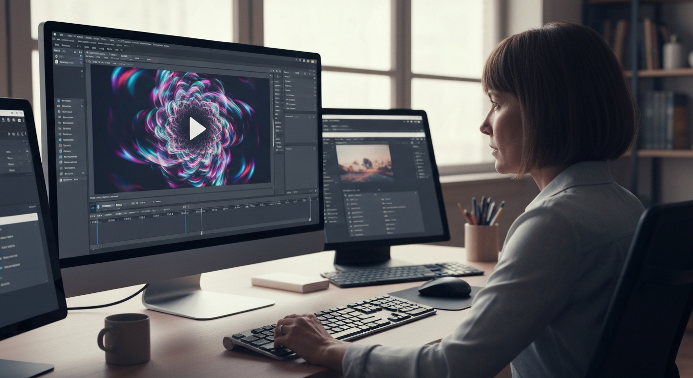 Person making videos from text