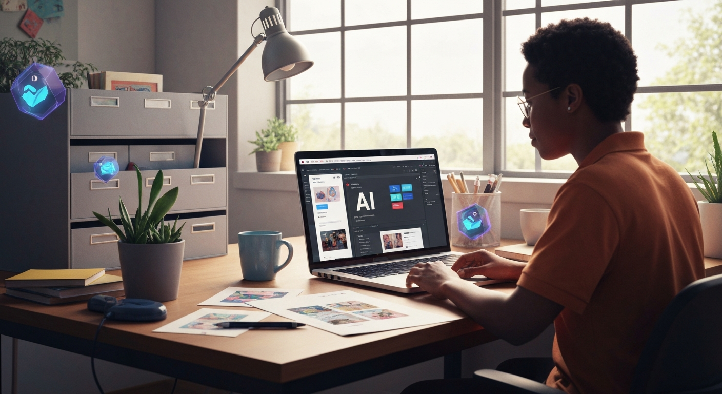 AI web design workspace digital art