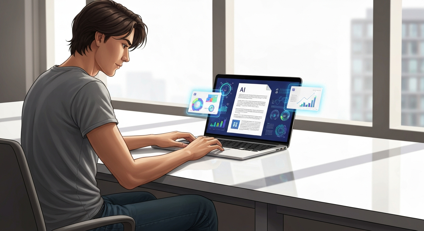 Person using AI in Microsoft Word