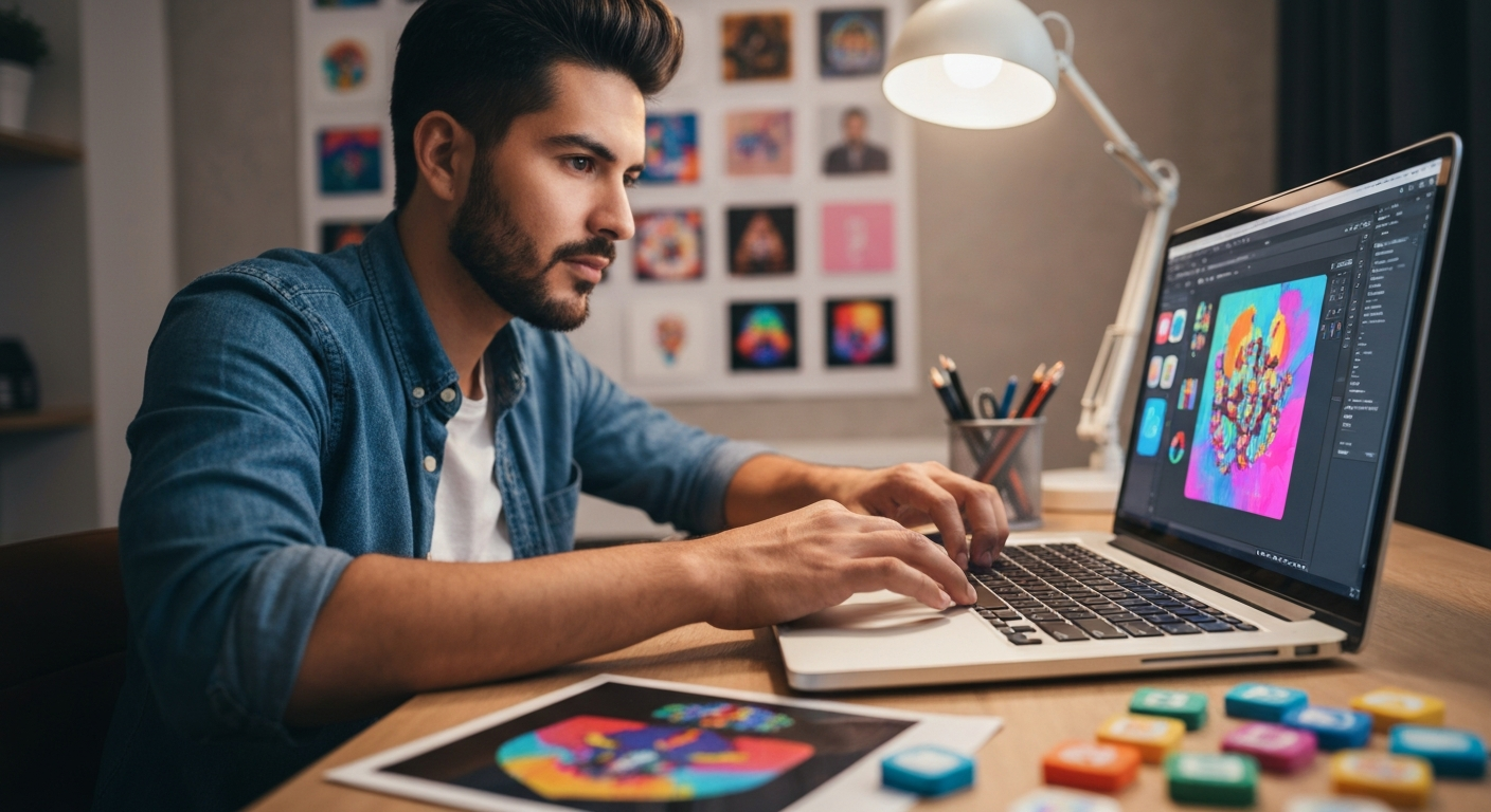 Creative professional with digital apps