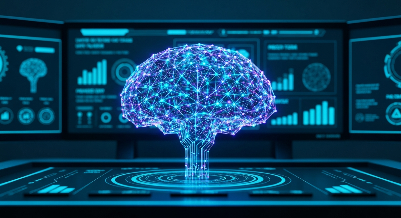 Digital art of AI brain network