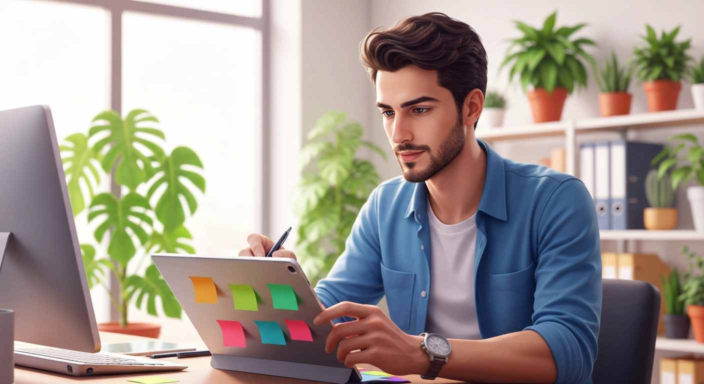 Organizing digital notes on tablet