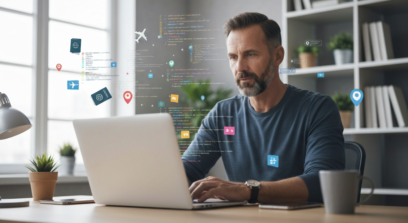 Developer building travel app with API