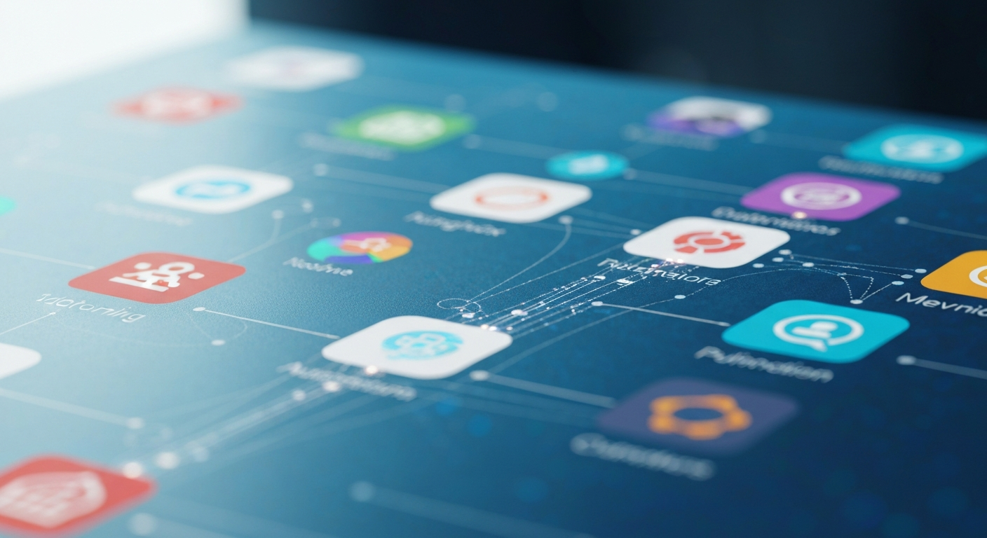 Interconnected app icons automating tasks