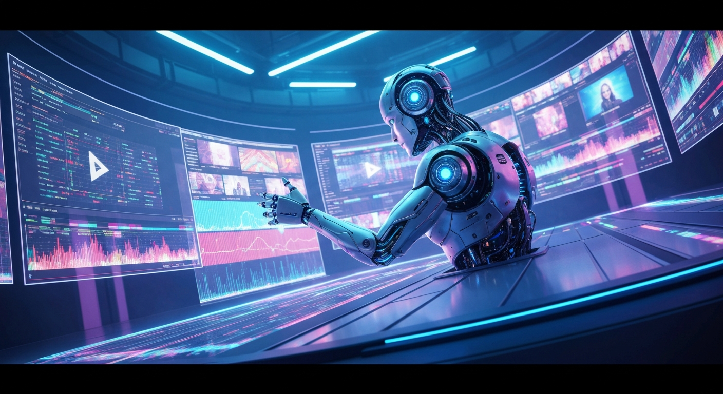 AI robot making a dynamic video