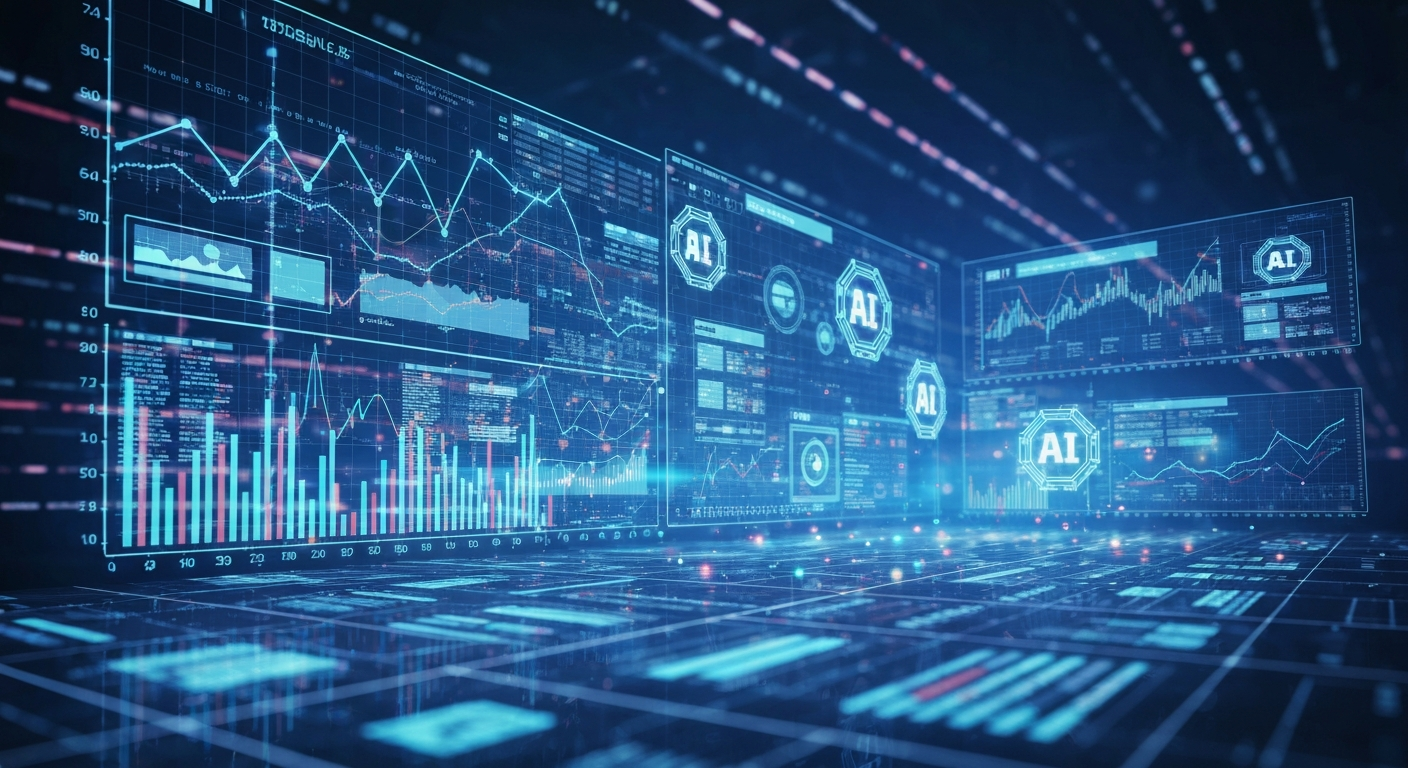 futuristic AI market analysis scene