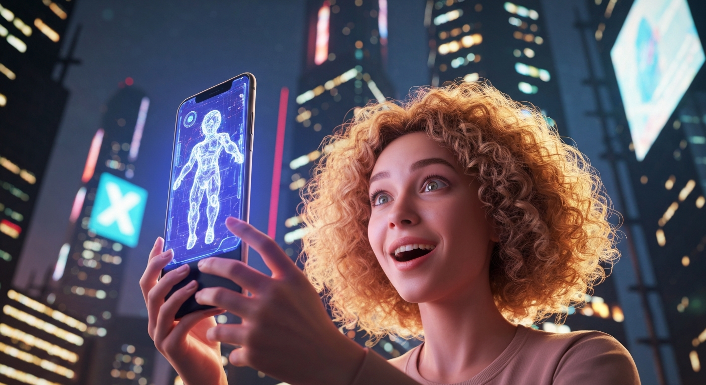 Futuristic AI assistant on phone