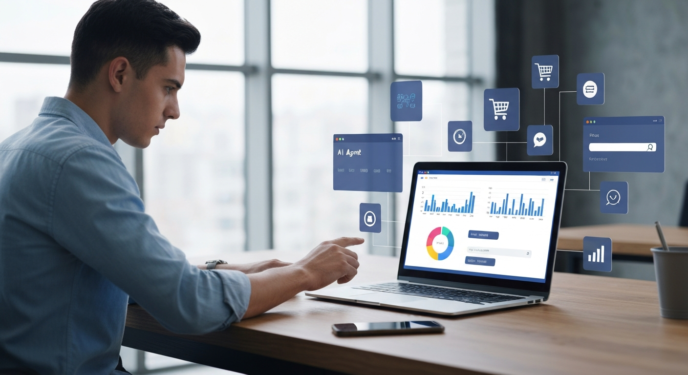 Person using AI agent interface