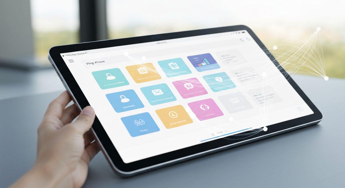 Tablet showing Ping AI interface