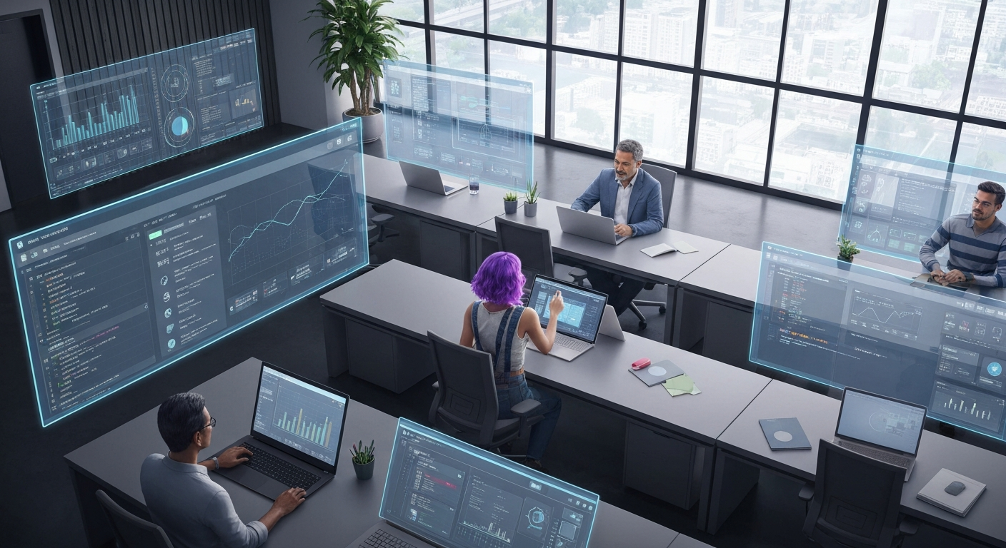 Futuristic no-code workspace