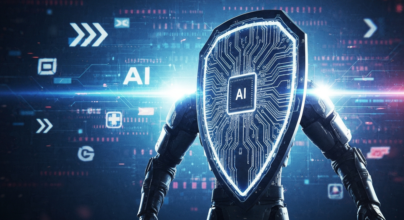 AI shield with brand logos