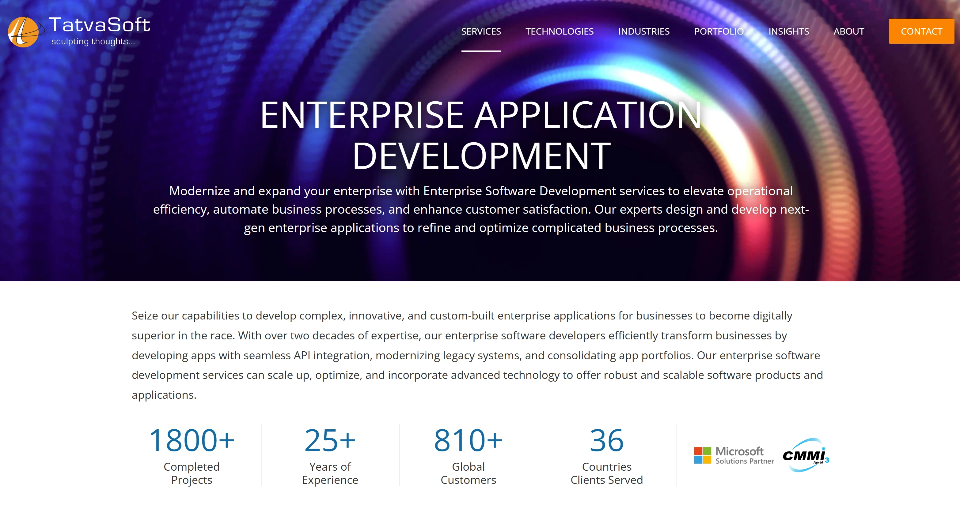 TatvaSoft homepage showcasing enterprise-grade custom software development services