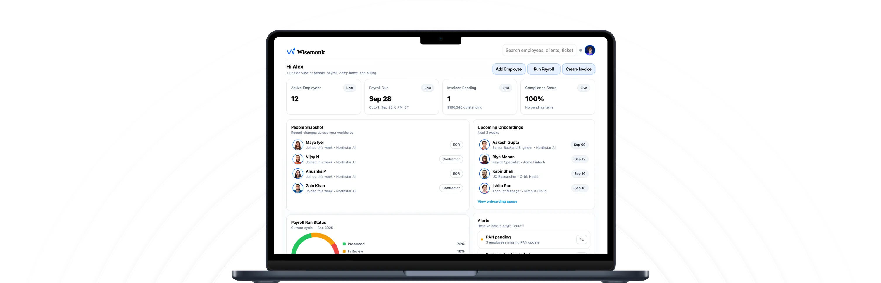 Wisemonk app dashboard