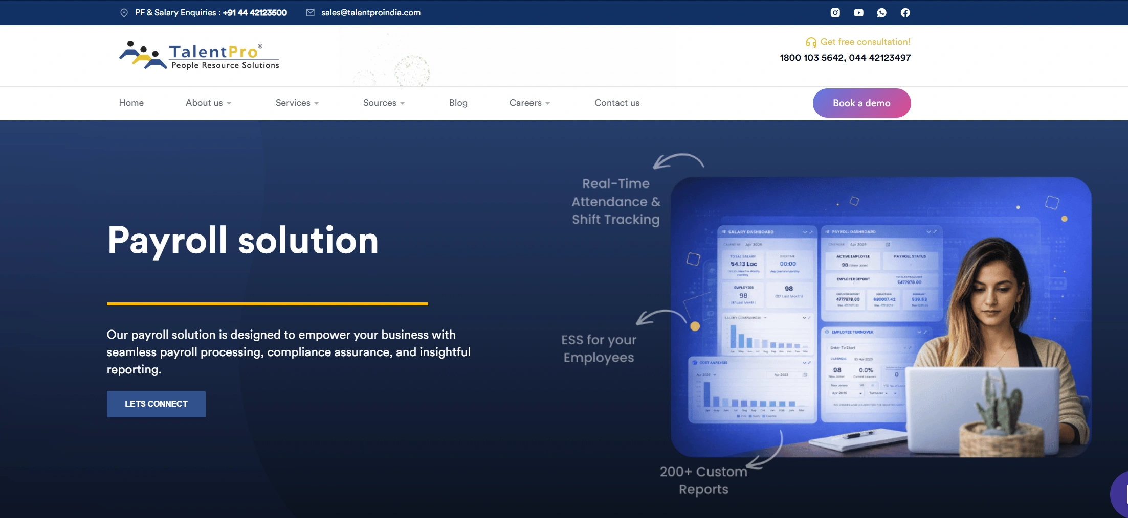TalentPro offers managed payroll solutions with dedicated payroll specialist teams handling complete payroll operations for businesses.