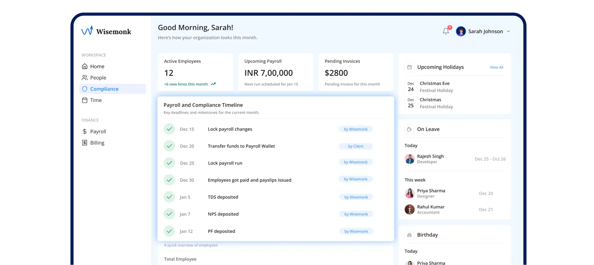 Wisemonk EOR Payroll platform