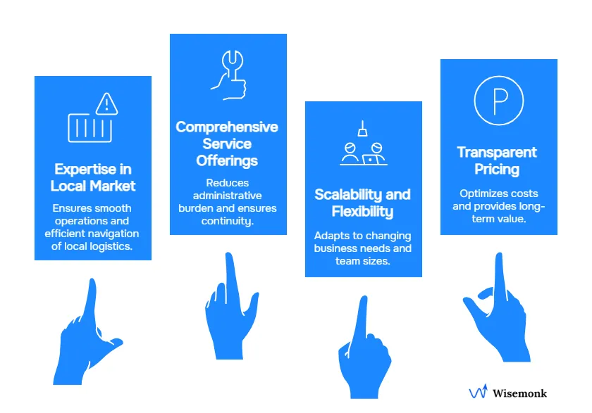 Key factors for choosing the right equipment management partner in India include local expertise, flexible services, scalability, and transparent pricing.