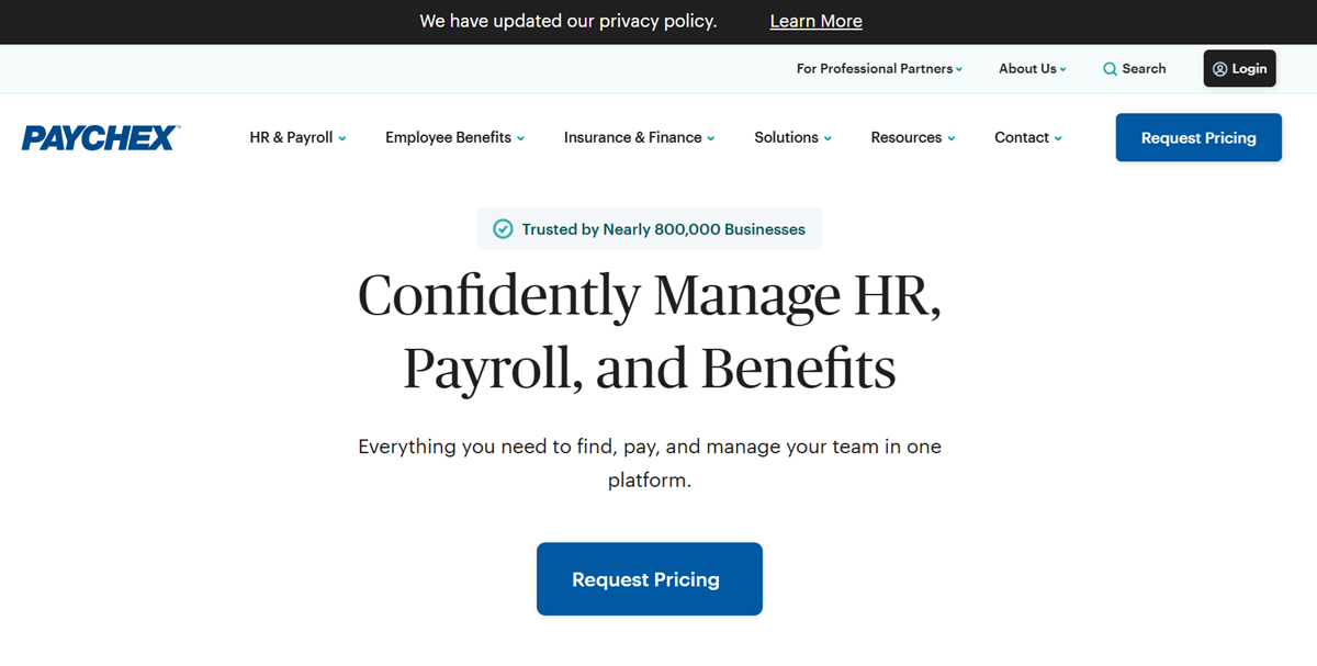 Paychex enables businesses to confidently manage HR, payroll, and employee benefits on one integrated platform.