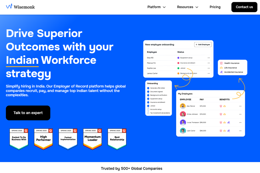 Wisemonk’s Employer of Record platform streamlines hiring, payroll, and benefits for global companies managing talent.