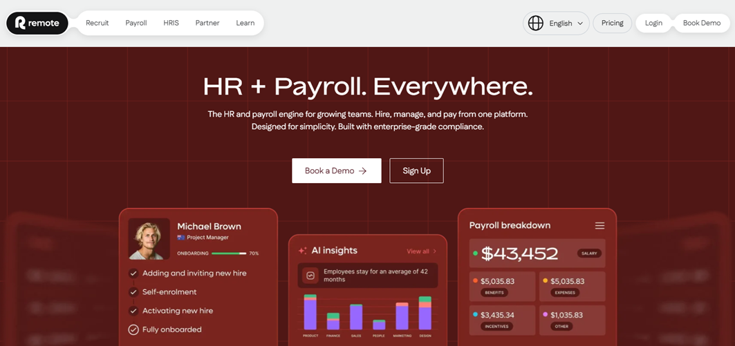 Remote’s platform streamlines global HR and payroll with unified global hiring, onboarding, compliance, and team management for businesses of any size.
