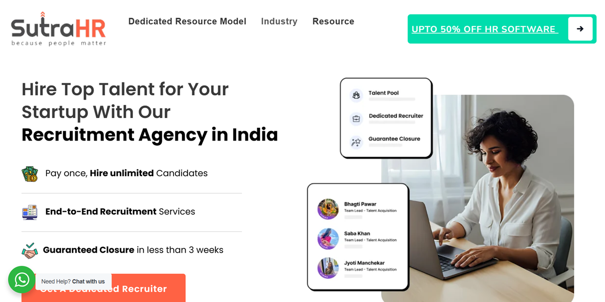 Hire top talent for your startup with SutraHR, a leading recruitment agency in India .