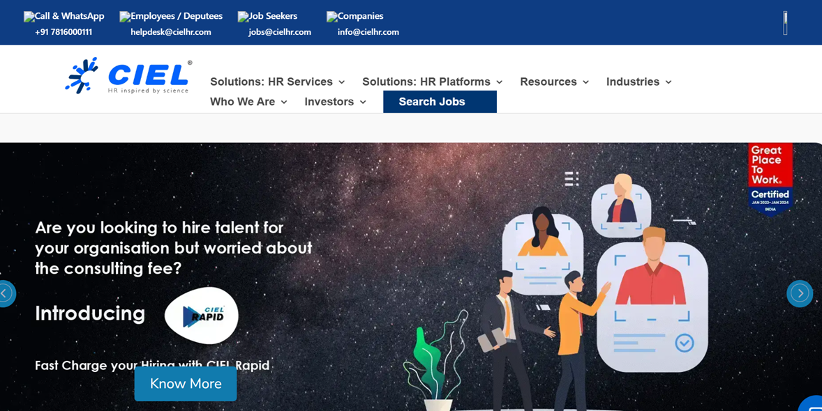 Boost your hiring with CIEL Rapid, India’s trusted HR consulting and recruitment agency.