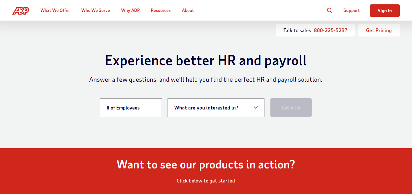 ADP platform with HR and payroll features.