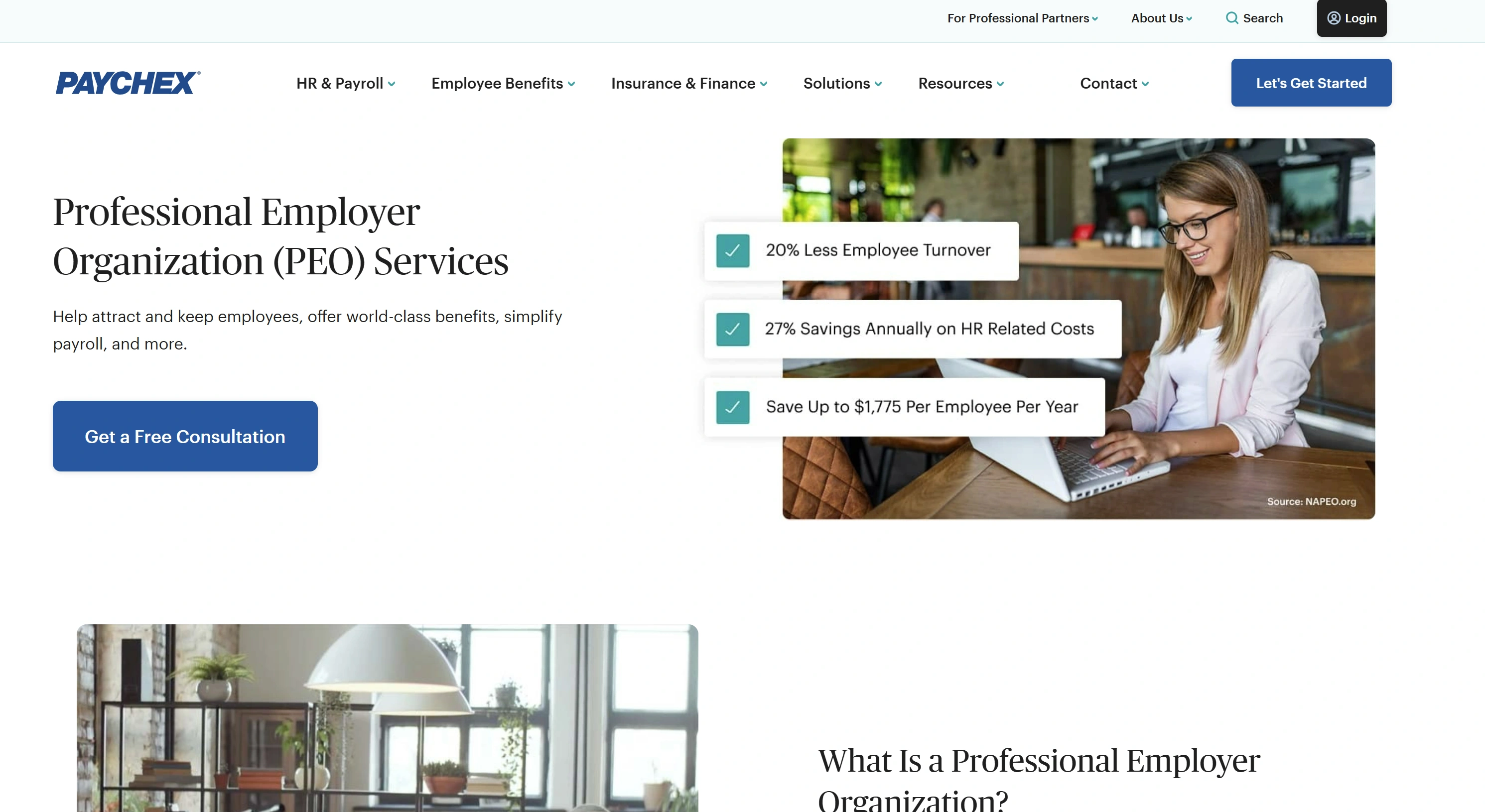 Paychex PEO solutions for payroll, HR, and employee benefits