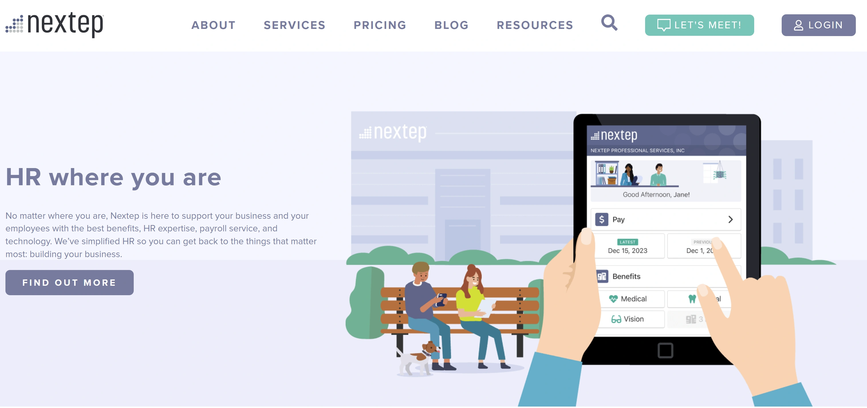 Nextep PEO platform with HR support and transparent pricing