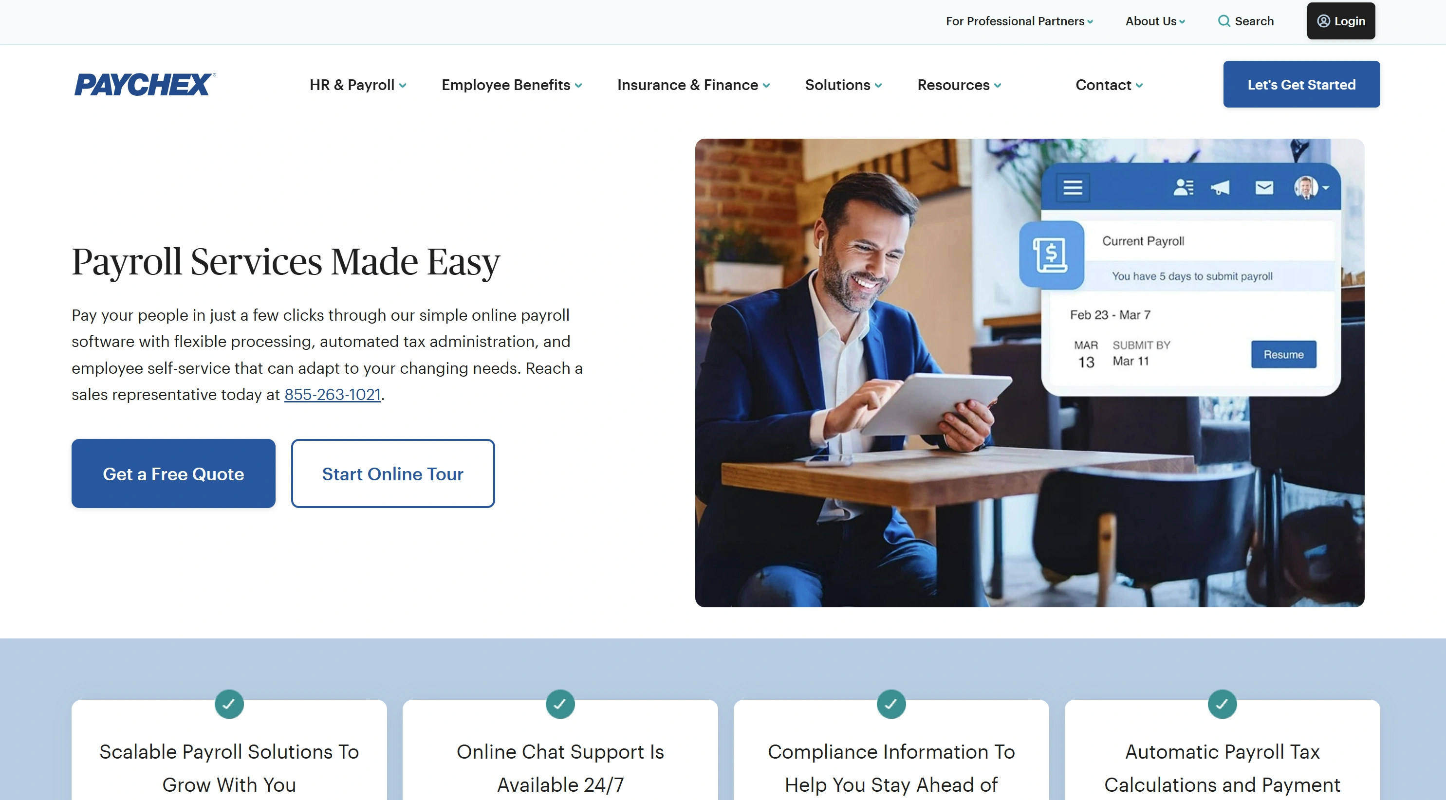 Paychex Flex offers payroll, HR, and benefits administration tailored for businesses of all sizes.