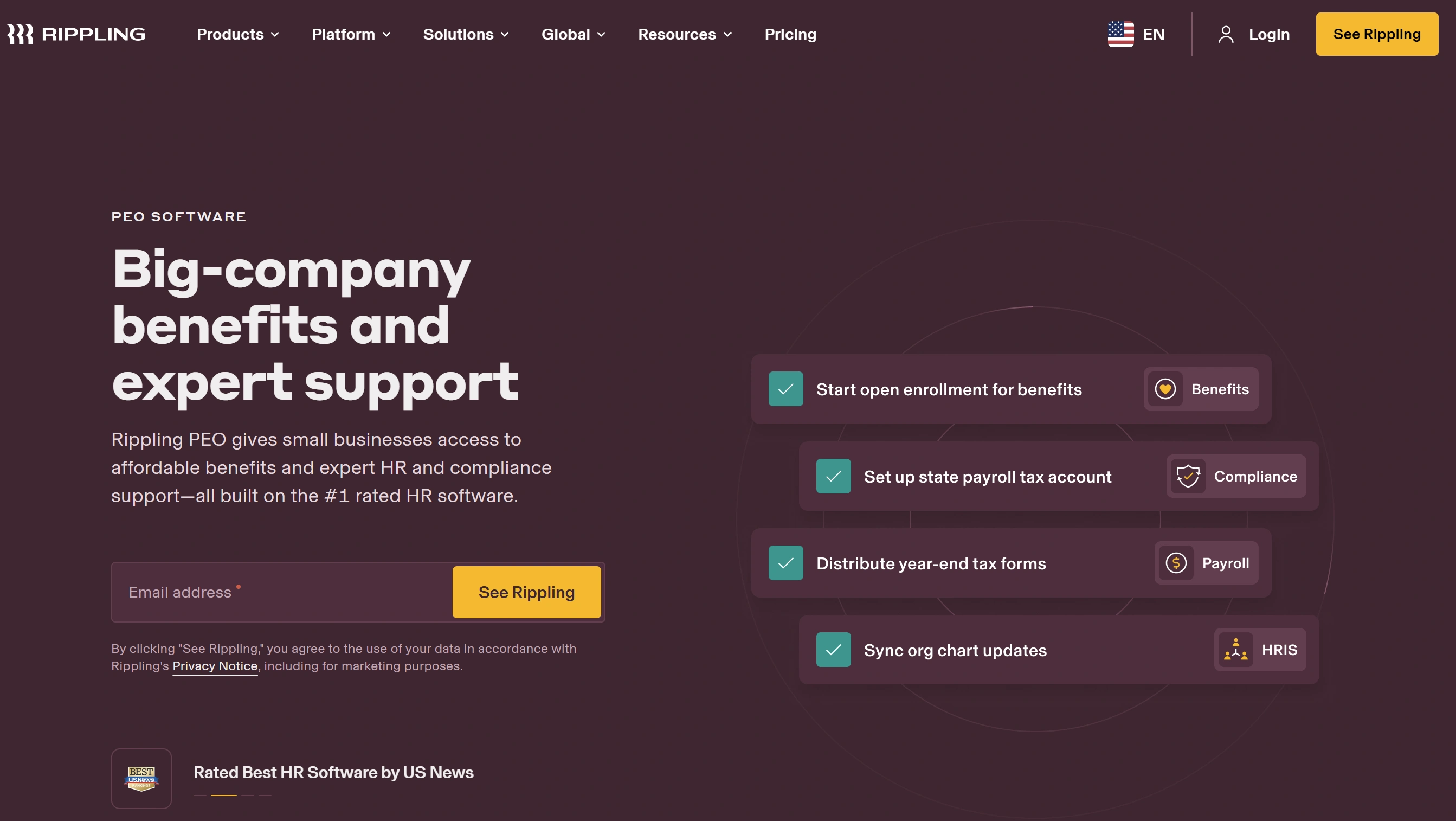 Rippling merges HR outsourcing and IT automation to streamline workforce and system management.