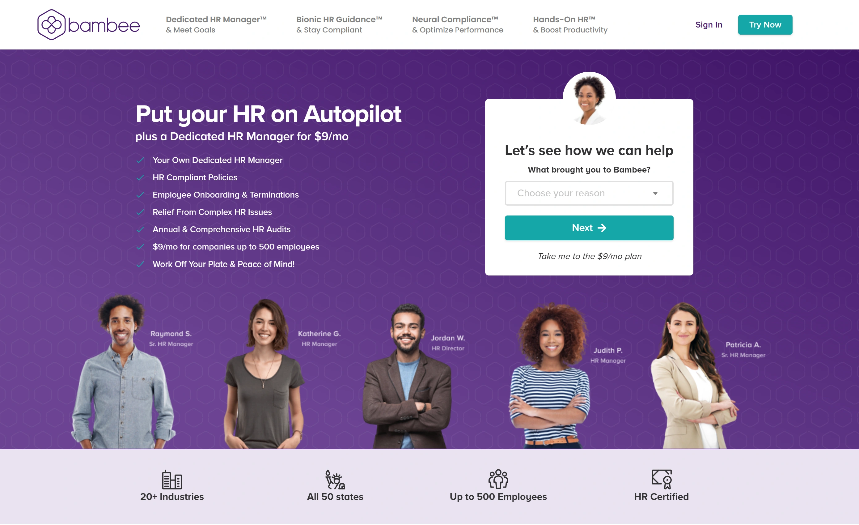 Bambee offers personalized HR outsourcing and dedicated compliance management for small teams.